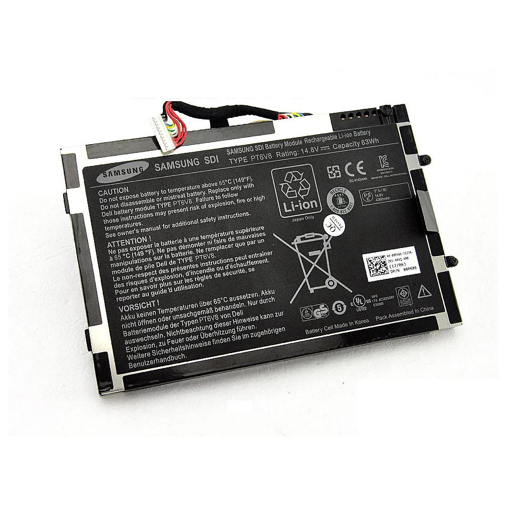 Pin dell alienware m14x r1 (zin) - 8 cell -alienware m11x r1 r2 r3, m14x r1 r2, p06t, pt6v8, t7yjr, 8p6x6